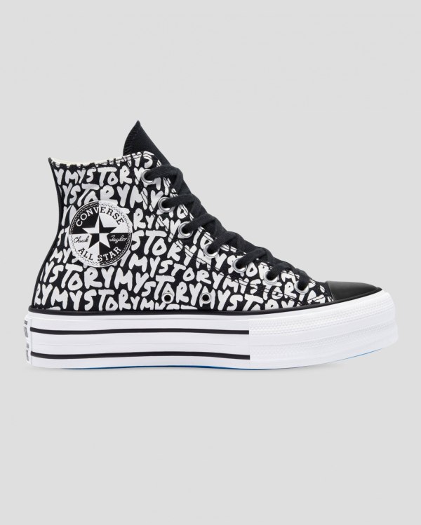 Converse Chuck Taylor All Star My Story Double Stacked Lift Sort Sko Danmark - Converse Høje Sneaker